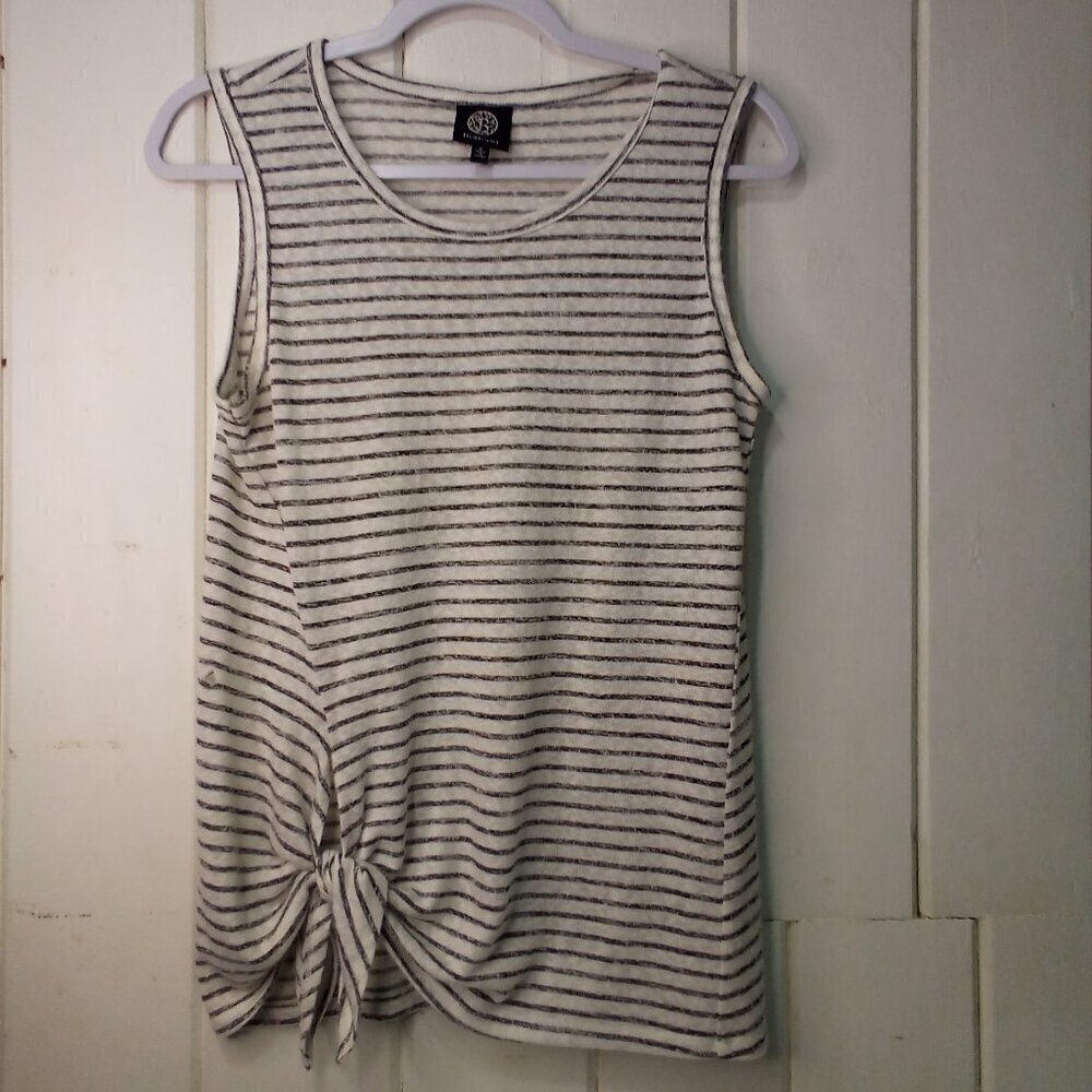 Bobeau Shirt Women S Sleeveless Tie Detail Stripe White Black